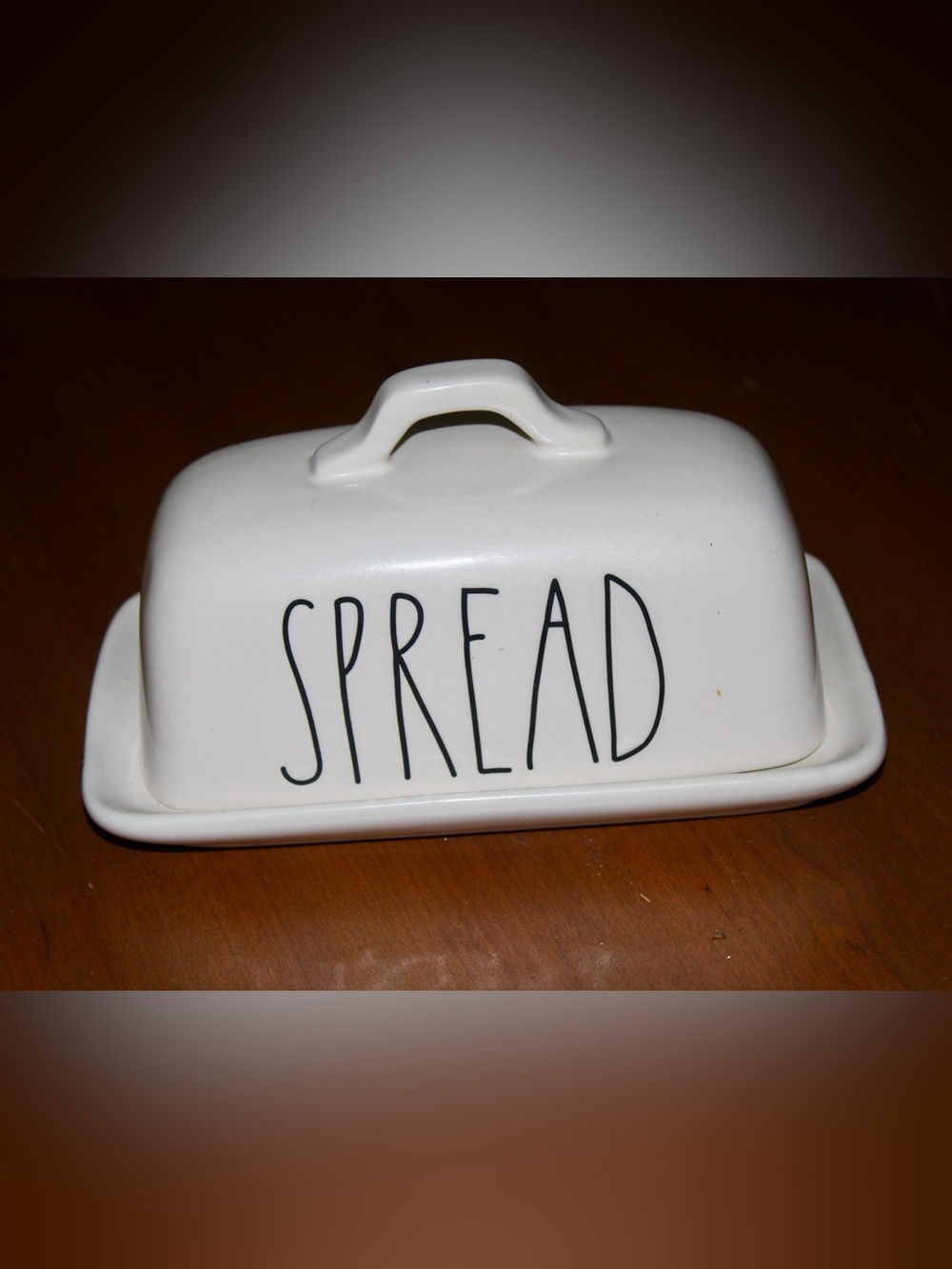 RAE DUNN Ceramic 'SPREAD' Butter Dish in White